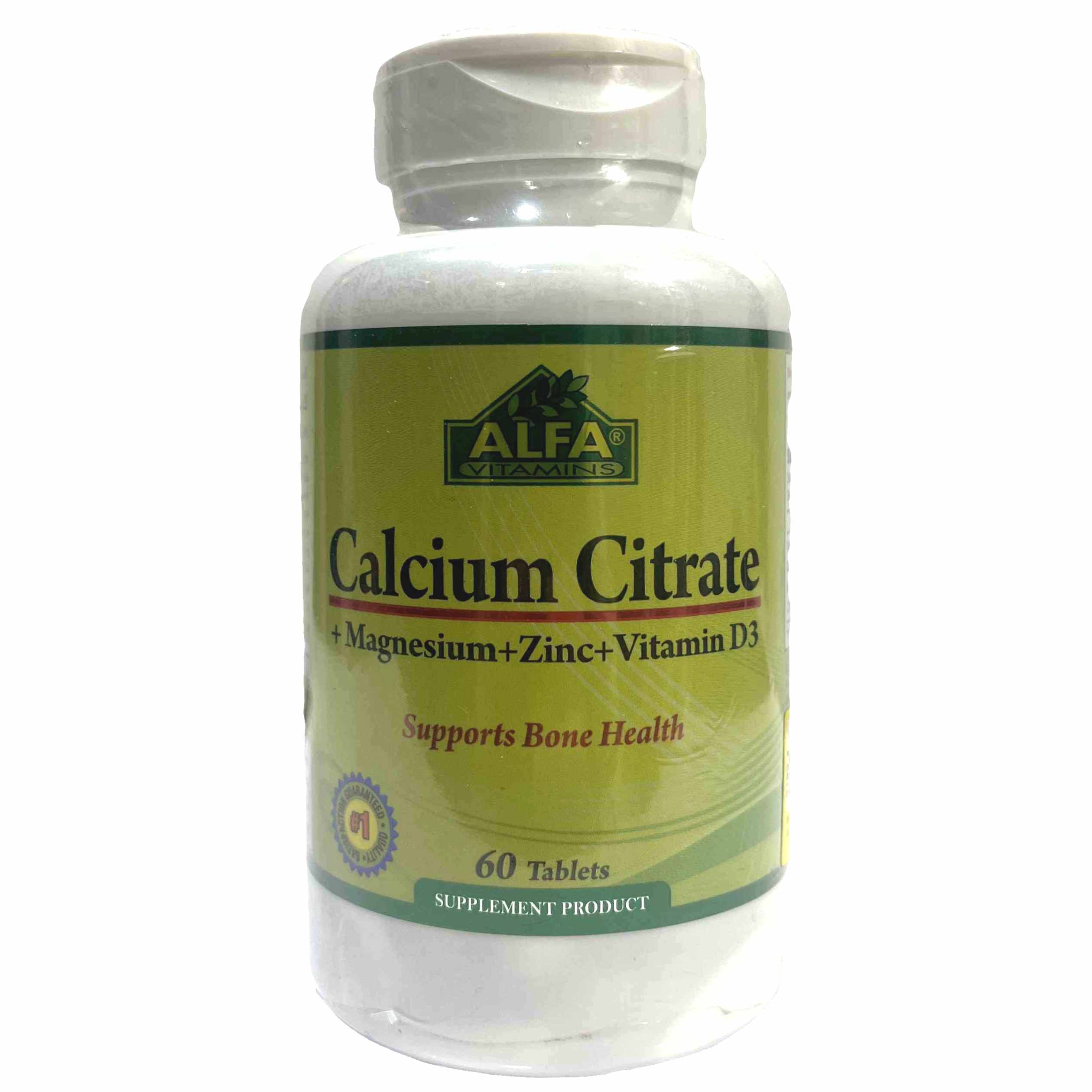 قرص کلسیم سیترات منیزیم زینک و ویتامین د3 آلفا Alfa Calcium Citrate